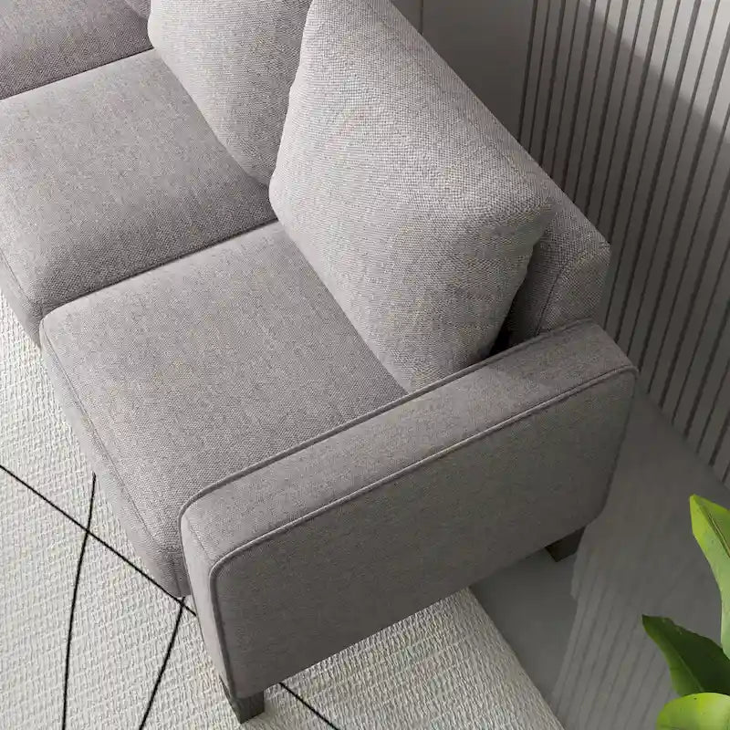 Beige / Grey / Grey & Black Fabric 3-Seat Sofa with Storage, Modern Style