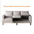 Beige / Grey / Grey & Black Fabric 3-Seat Sofa with Storage, Modern Style