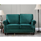 Velvet Nailhead Trim Loveseat, 2-Seater – Multiple Colors