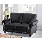 Velvet Nailhead Trim Loveseat, 2-Seater – Multiple Colors