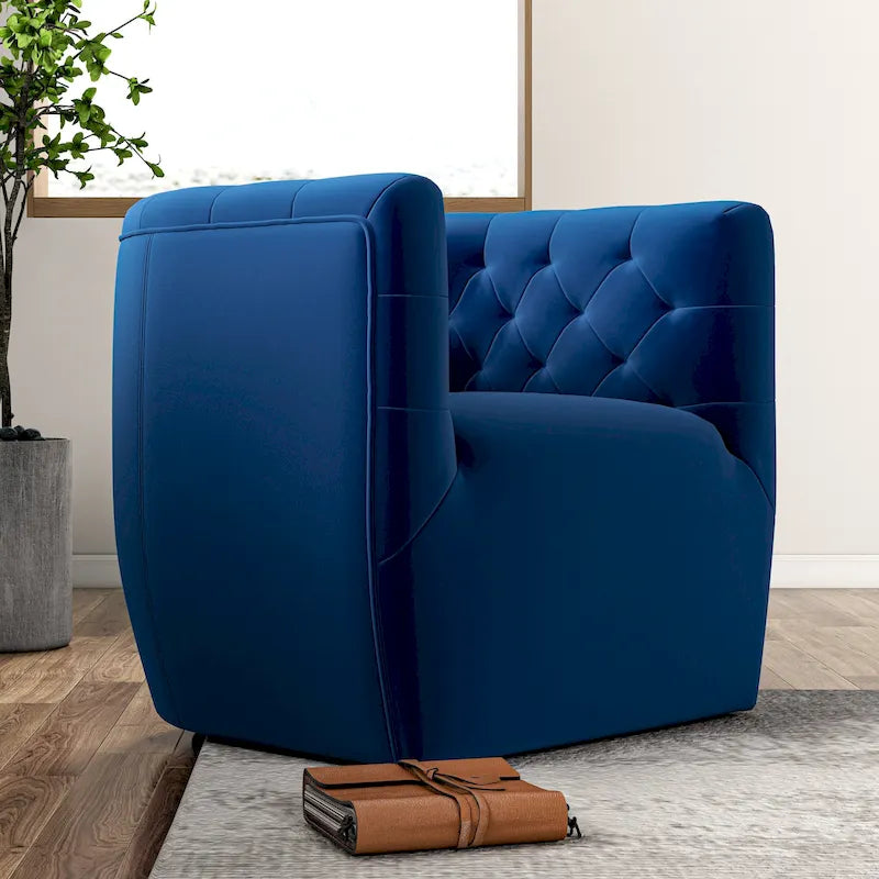 Velvet Swivel Accent Chair, Mid-Century Style, Single Seat
