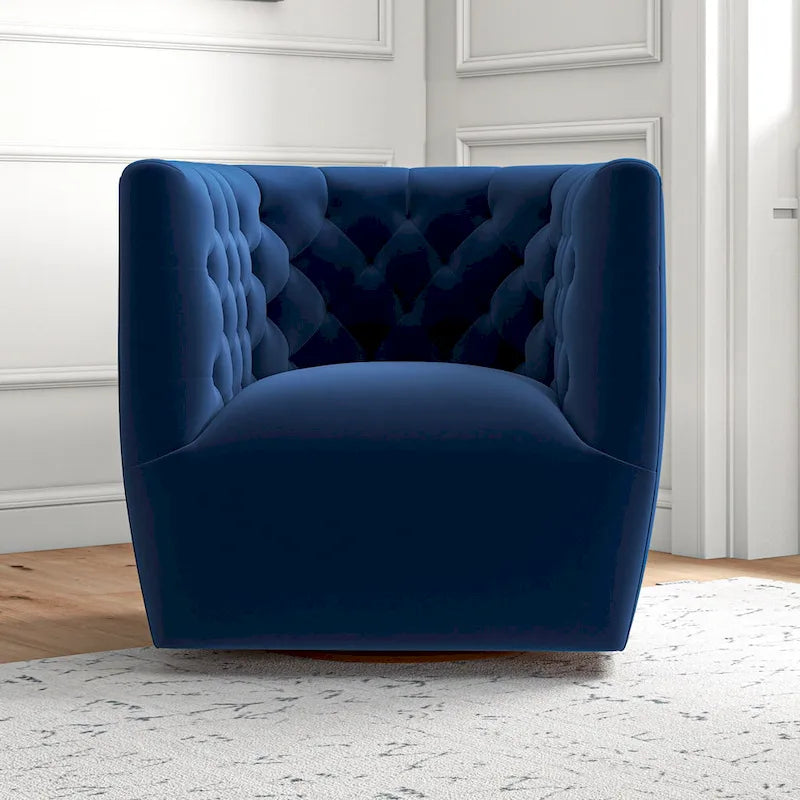 Velvet Swivel Accent Chair, Mid-Century Style, Single Seat