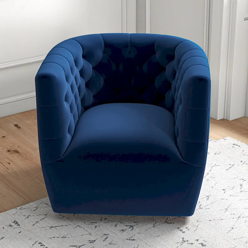 Velvet Swivel Accent Chair, Mid-Century Style, Single Seat