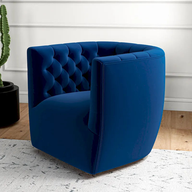 Velvet Swivel Accent Chair, Mid-Century Style, Single Seat