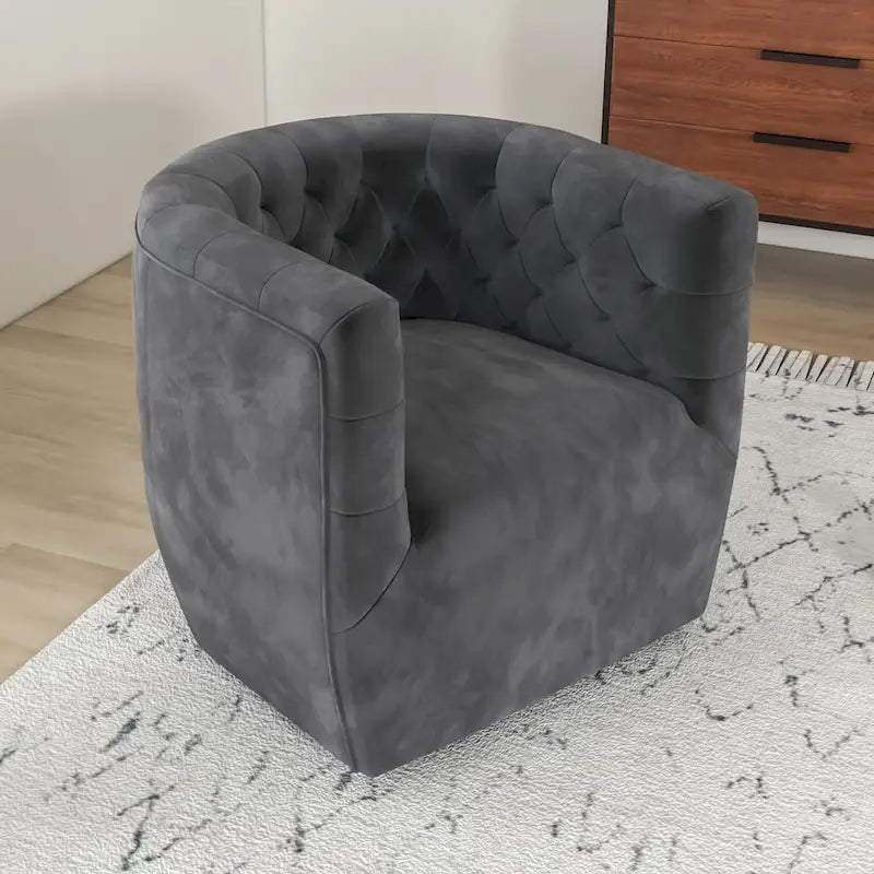 Velvet Swivel Accent Chair, Mid-Century Style, Single Seat