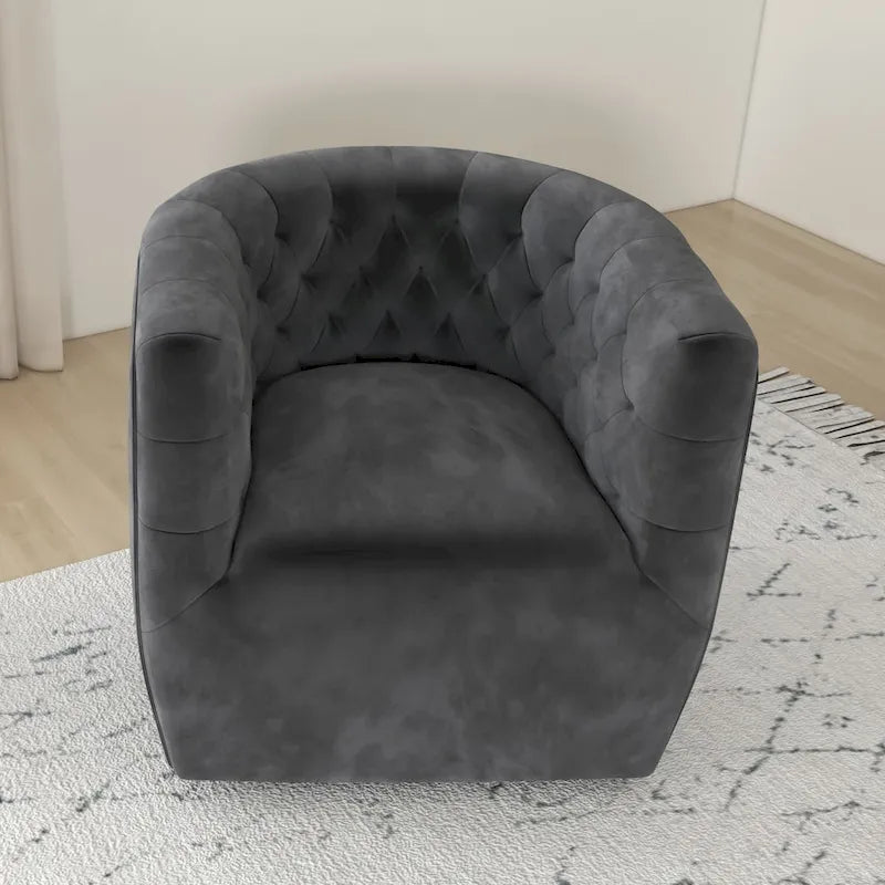 Velvet Swivel Accent Chair, Mid-Century Style, Single Seat