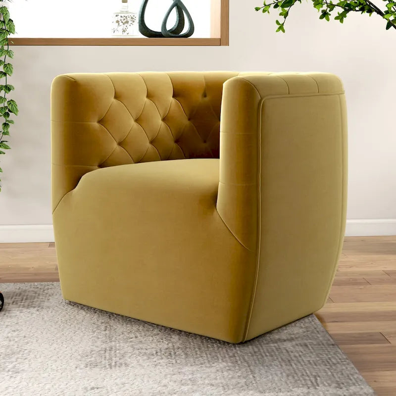 Velvet Swivel Accent Chair, Mid-Century Style, Single Seat