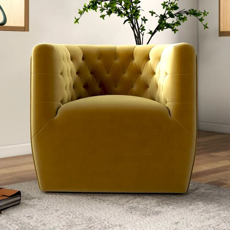 Velvet Swivel Accent Chair, Mid-Century Style, Single Seat