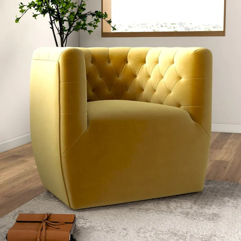 Velvet Swivel Accent Chair, Mid-Century Style, Single Seat