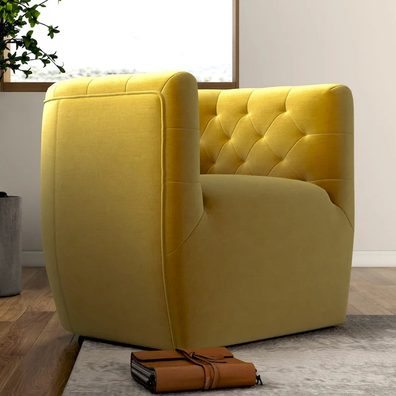 Velvet Swivel Accent Chair, Mid-Century Style, Single Seat