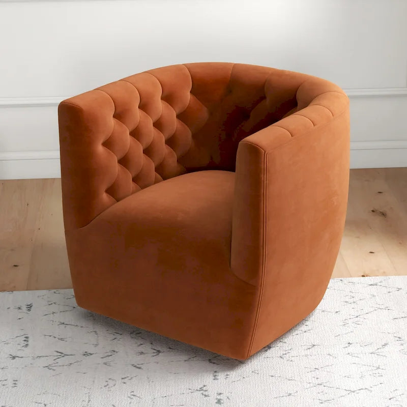 Velvet Swivel Accent Chair, Mid-Century Style, Single Seat