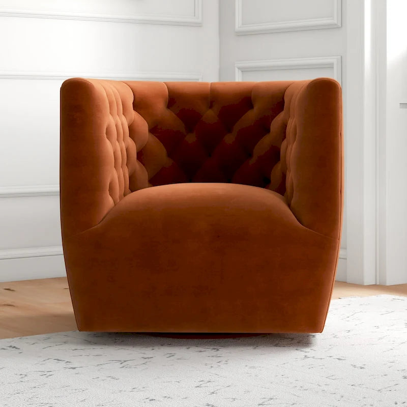 Velvet Swivel Accent Chair, Mid-Century Style, Single Seat