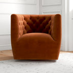 Velvet Swivel Accent Chair, Mid-Century Style, Single Seat
