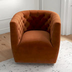 Velvet Swivel Accent Chair, Mid-Century Style, Single Seat