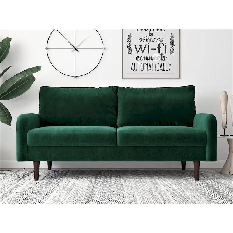 Velvet European Style 2-Seat Sofa – Beige / Space Blue / Eggplant / Grey / Golden Yellow / Rose / Green
