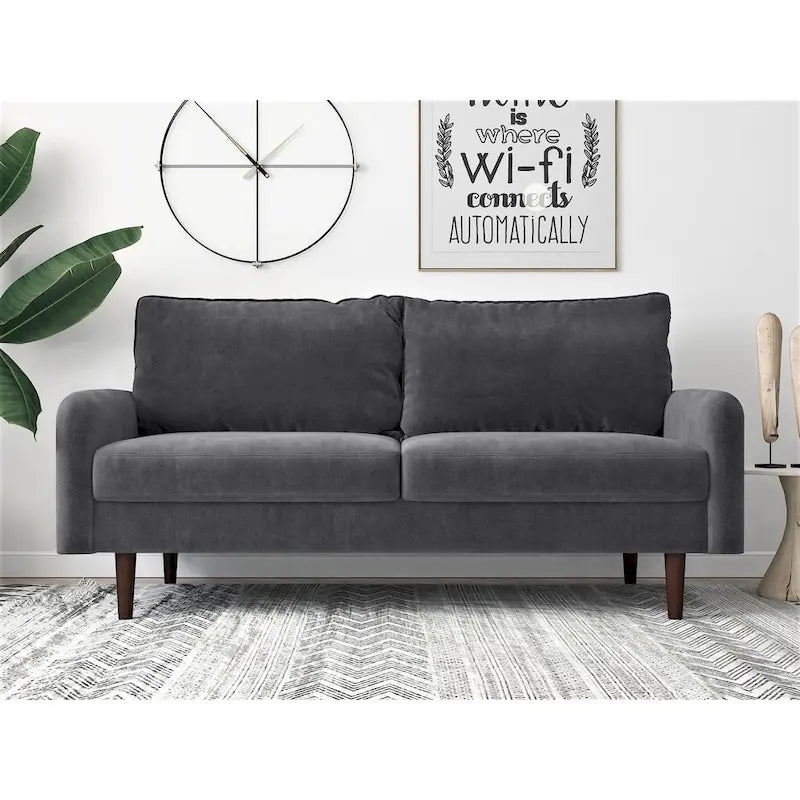 Velvet European Style 2-Seat Sofa – Beige / Space Blue / Eggplant / Grey / Golden Yellow / Rose / Green