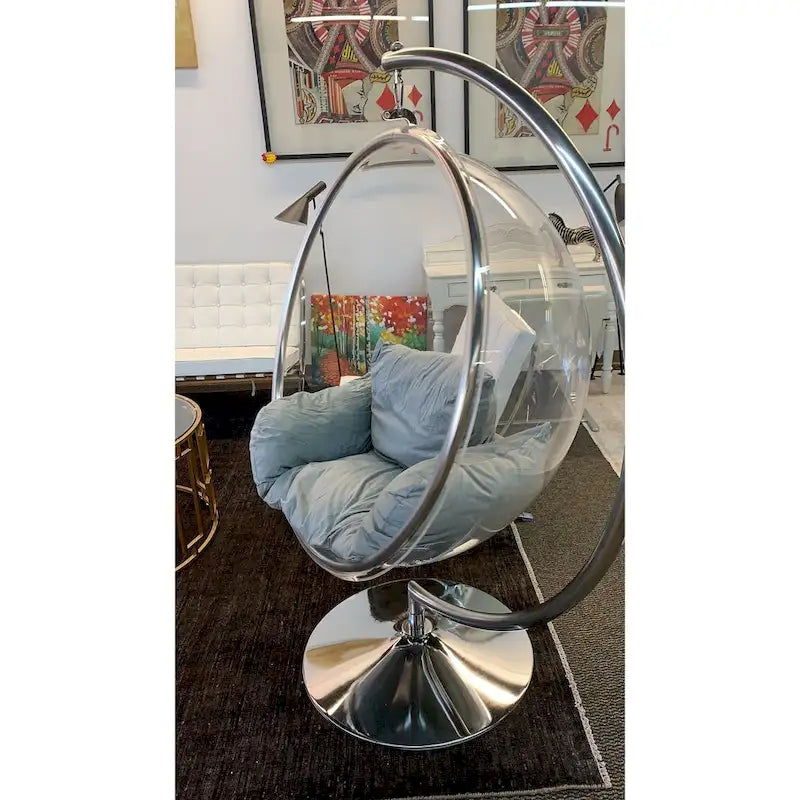 Chrome / Gold Bubble Pod Chair with Stand – Single Seat