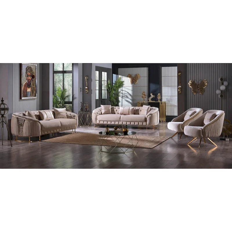 Dark Grey / Beige / Grey Modern 2-Seat Loveseat Sofa