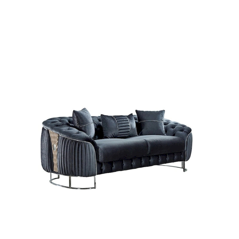 Dark Grey / Beige / Grey Modern 2-Seat Loveseat Sofa