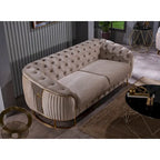 Dark Grey / Beige / Grey Modern 2-Seat Loveseat Sofa