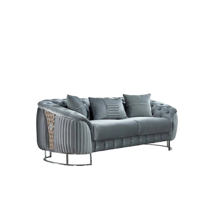 Dark Grey / Beige / Grey Modern 2-Seat Loveseat Sofa
