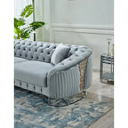 Dark Grey / Beige / Grey Modern 2-Seat Loveseat Sofa