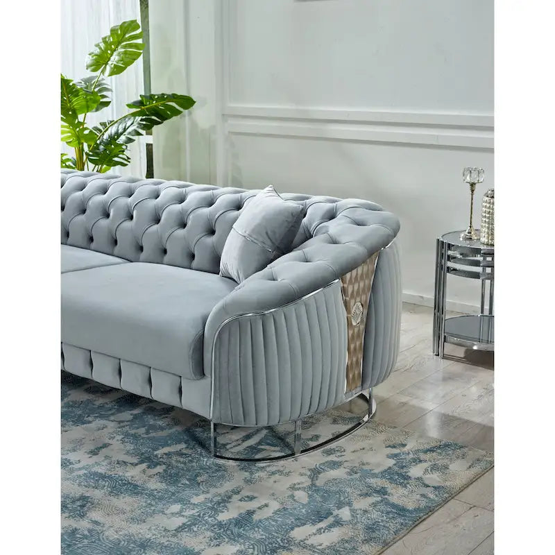 Dark Grey / Beige / Grey Modern 2-Seat Loveseat Sofa