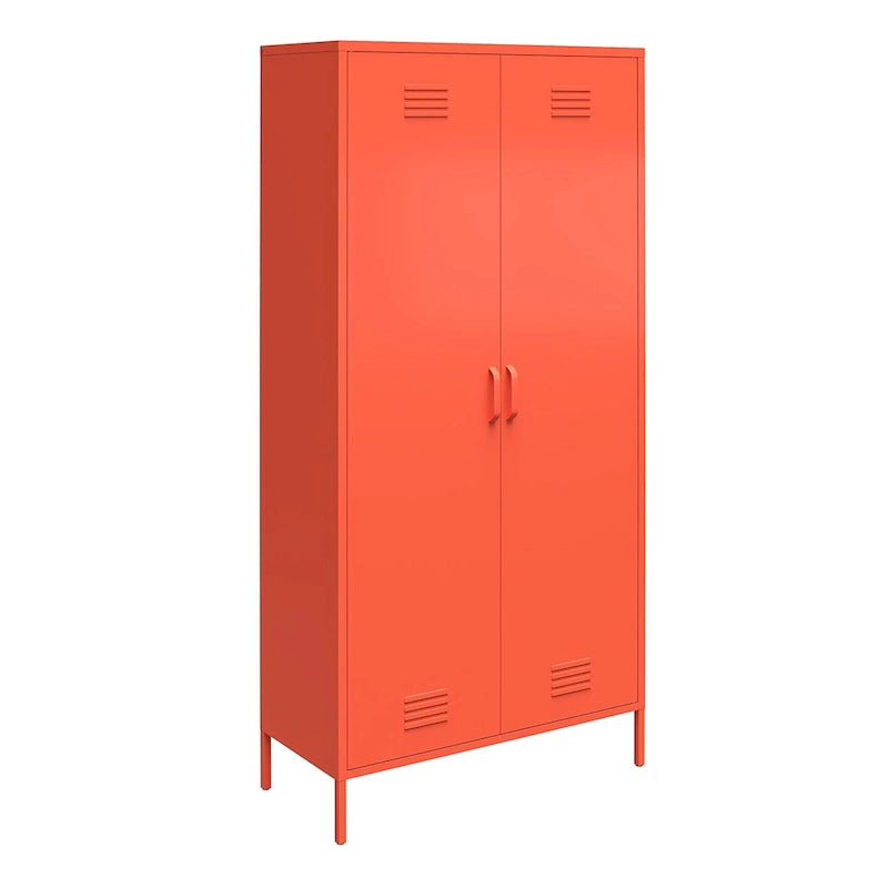 2-Door Tall Metal Locker Cabinet, Orange / Pink, 2-Person Assembly