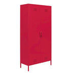 2-Door Tall Metal Locker Cabinet, Orange / Pink, 2-Person Assembly