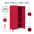 2-Door Tall Metal Locker Cabinet, Orange / Pink, 2-Person Assembly