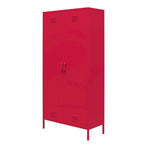 2-Door Tall Metal Locker Cabinet, Orange / Pink, 2-Person Assembly