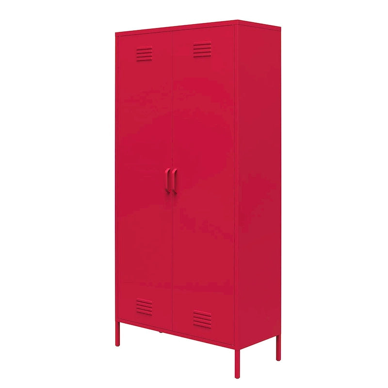 2-Door Tall Metal Locker Cabinet, Orange / Pink, 2-Person Assembly