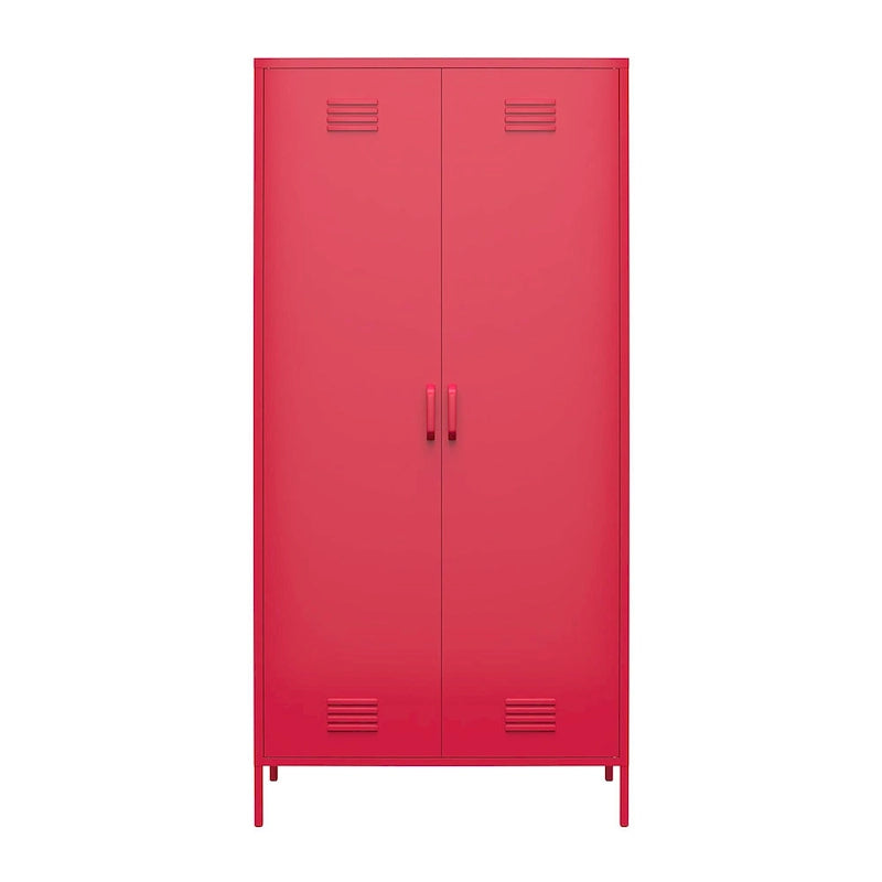 2-Door Tall Metal Locker Cabinet, Orange / Pink, 2-Person Assembly
