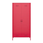 2-Door Tall Metal Locker Cabinet, Orange / Pink, 2-Person Assembly