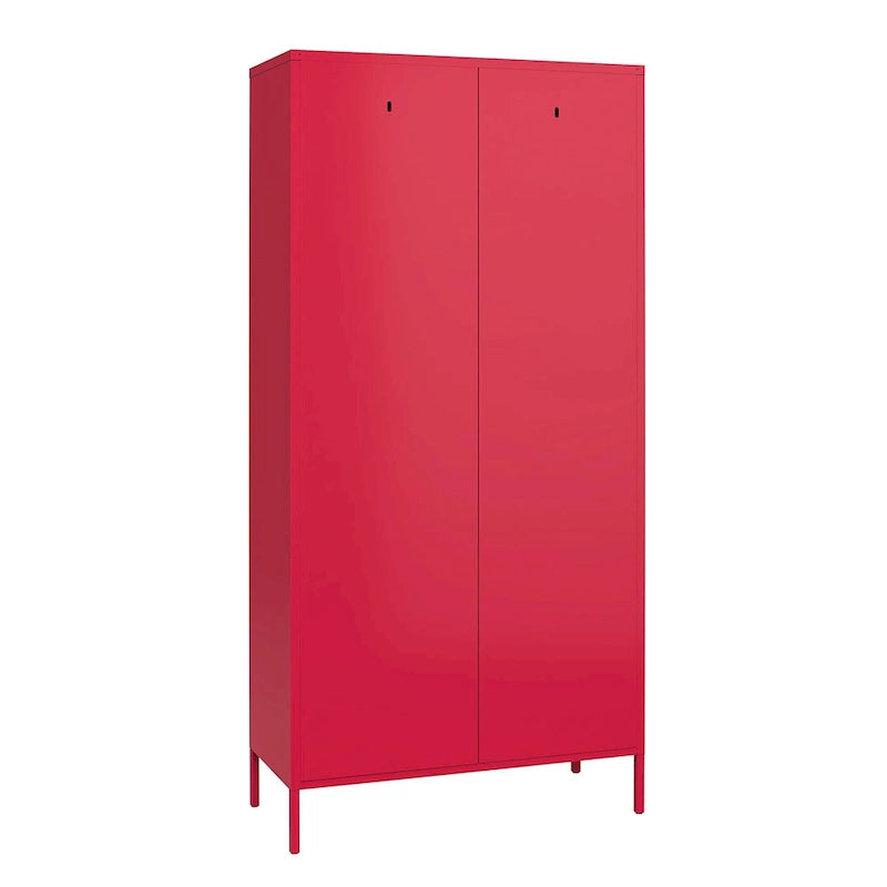 2-Door Tall Metal Locker Cabinet, Orange / Pink, 2-Person Assembly