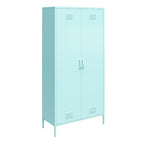 2-Door Tall Metal Locker Cabinet, Orange / Pink, 2-Person Assembly