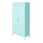 2-Door Tall Metal Locker Cabinet, Orange / Pink, 2-Person Assembly