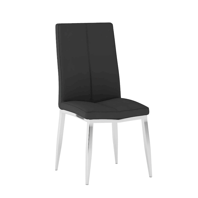 White Glass Top Dining Set, Art Deco Style, Faux Leather Chairs (Ash/Black), 5-Piece for 4