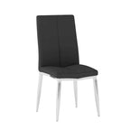 White Glass Top Dining Set, Art Deco Style, Faux Leather Chairs (Ash/Black), 5-Piece for 4