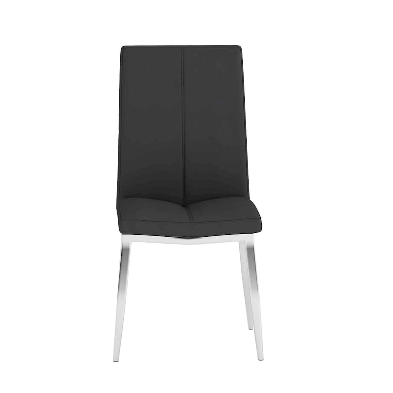 White Glass Top Dining Set, Art Deco Style, Faux Leather Chairs (Ash/Black), 5-Piece for 4