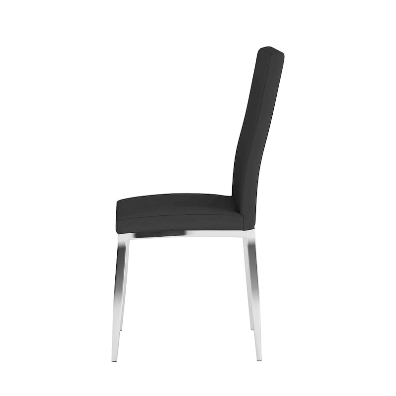 White Glass Top Dining Set, Art Deco Style, Faux Leather Chairs (Ash/Black), 5-Piece for 4