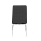 White Glass Top Dining Set, Art Deco Style, Faux Leather Chairs (Ash/Black), 5-Piece for 4