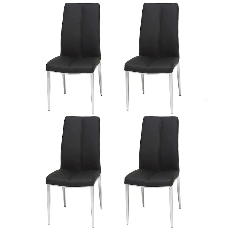White Glass Top Dining Set, Art Deco Style, Faux Leather Chairs (Ash/Black), 5-Piece for 4