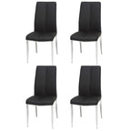 White Glass Top Dining Set, Art Deco Style, Faux Leather Chairs (Ash/Black), 5-Piece for 4