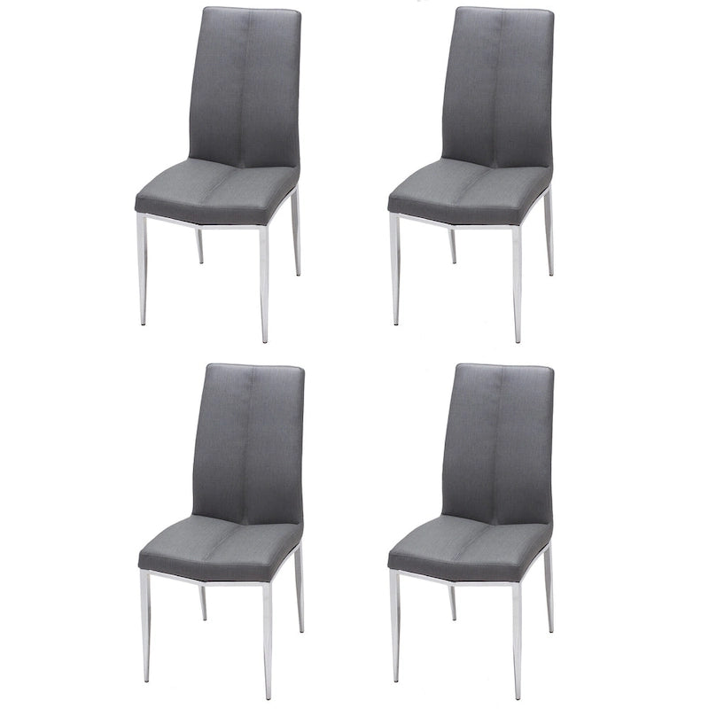 White Glass Top Dining Set, Art Deco Style, Faux Leather Chairs (Ash/Black), 5-Piece for 4