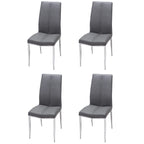 White Glass Top Dining Set, Art Deco Style, Faux Leather Chairs (Ash/Black), 5-Piece for 4