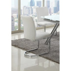 White Faux Leather Channel Back Cantilever Dining Chair, Set of 4