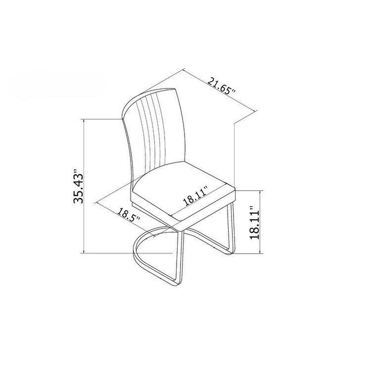 White Faux Leather Channel Back Cantilever Dining Chair, Set of 4