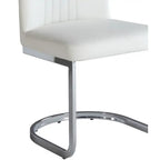 White Faux Leather Channel Back Cantilever Dining Chair, Set of 4