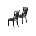 Dark Coffee Fabric Upholstered Slat Back Dining Chair, Set of 2